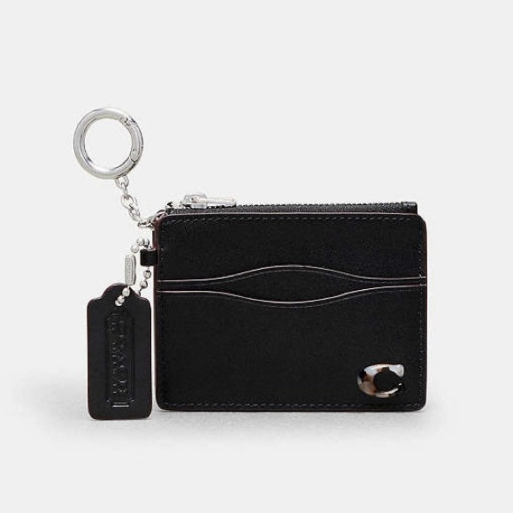 Coachtopia Wavy Zip Card Case with Key Ring, Black 🖤